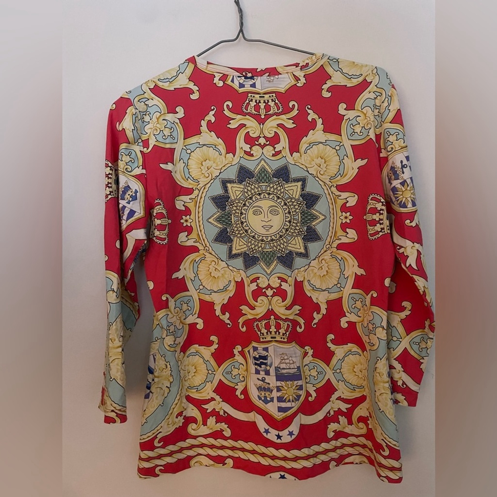 j . McLaughlin Baroque Sun Motif Bodycon Top Size Small - Picture 3 of 8